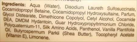 Organix Soft & Silky Vanilla Silk Shampoo Ingredients