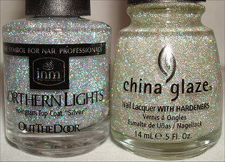 China Glaze Fairy Dust & Out The Door Northern Lights Silver Hologram Top Coat smaller