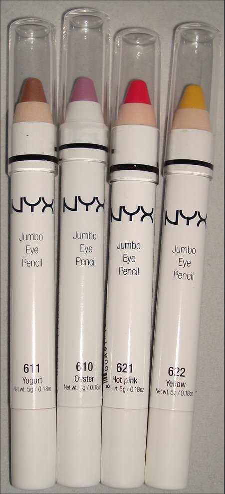 NYX Jumbo Eye Pencil Review Yogurt, Oster, Hot Pink & Yellow