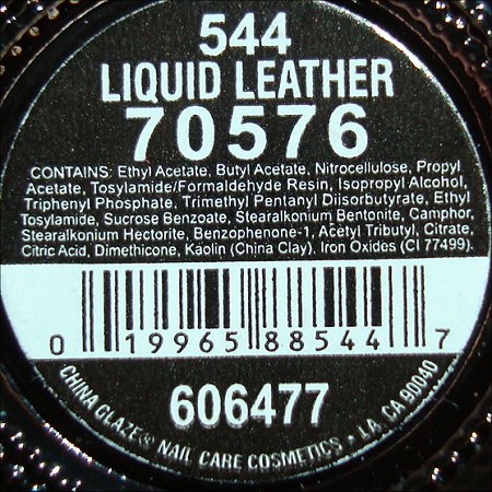 China Glaze Liquid Leather Ingredients