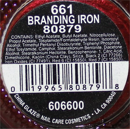 China Glaze Branding Iron Ingredients