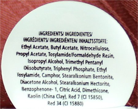 China Glaze Phat Santa Ingredients
