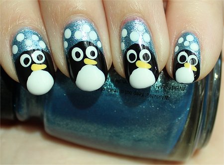 Sunlight Nail Art Penguin Nails Tutorial & Pictures