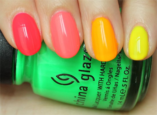 Neon Ombre Nail Art Swatches & Review