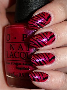 Pink & Black Zebra Nail Art Nail Swatches