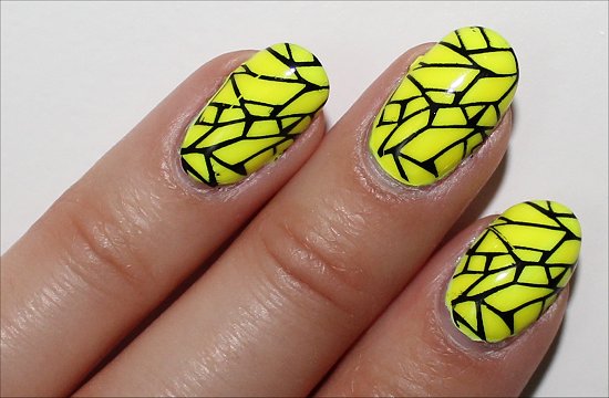 Yellow & Black Nail Art Swatch