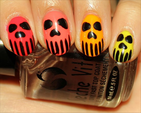 Neon Skull Nail Art Nails Photos
