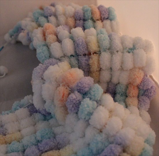 Pom Pom Baby Blanket I'm Knitting
