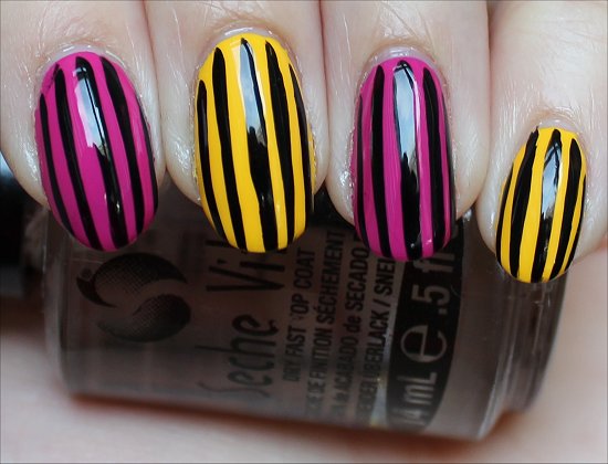 3. Black and White Horizontal Stripe Nail Art - wide 7