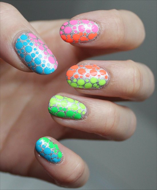 Neon Dotticure Rainbow Nails
