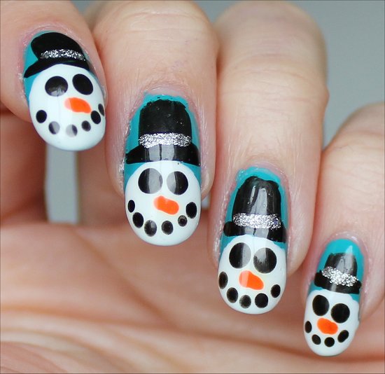 Nail Art Snowman Nails
