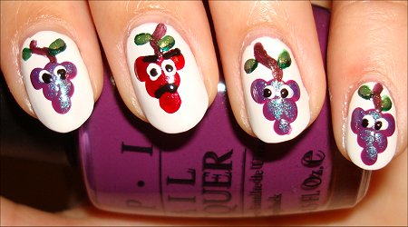 Grape Nails Tutorial & Swatches Highlighting Leaves